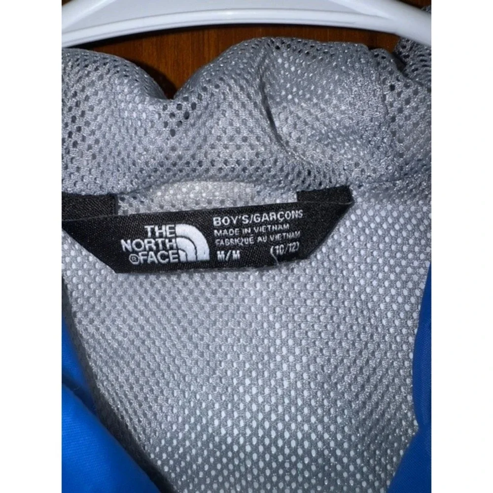 The North Face Boys Blue Zipline Rain Jacket Hooded Windbreaker Size M 10/12